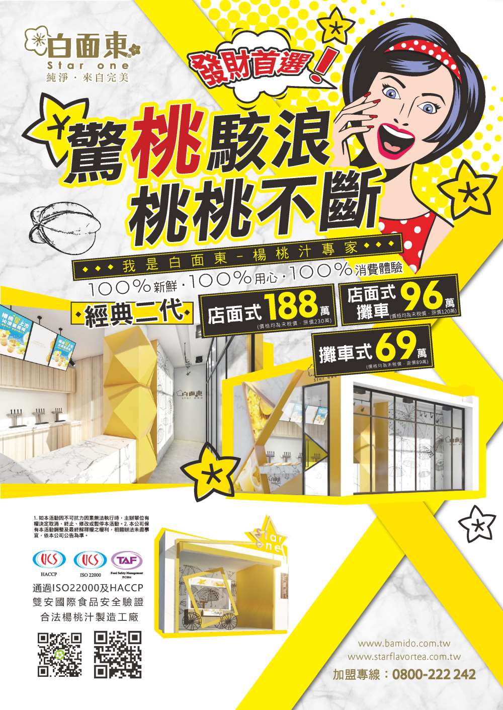 白面東極品楊桃汁(手搖飲料加盟)(無推薦資料)