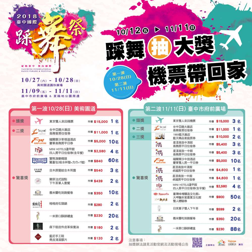 棒城市-2018台中國際踩舞祭-10/27-28美術園道踩舞祭前導暖身，豐富大獎等你拿！